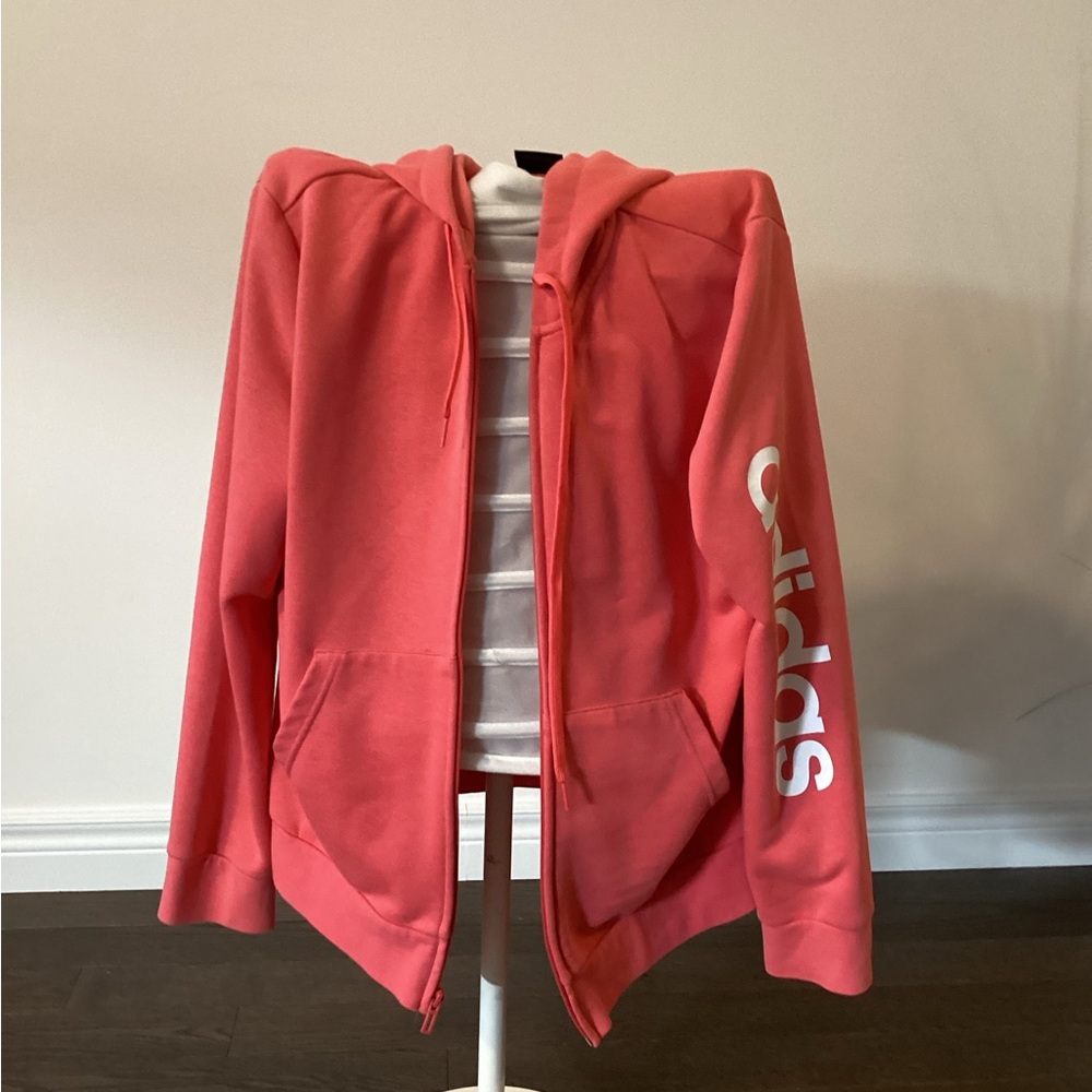 Adidas ladies Pink Hoodie Jacket size L